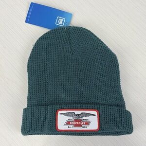 Chevrolet Bowtie Vintage Logo Patch Beanie Green One Size Acrylic NWT